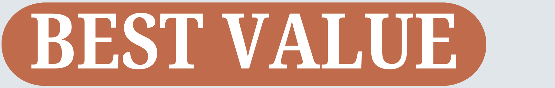 Rectangular sign with 'BEST VALUE' text in white on a brown background