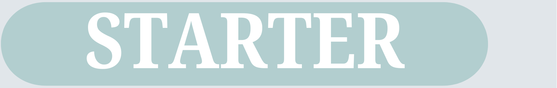 Text 'STARTER' on a light blue rectangular background